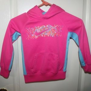 Nike Therma Fit Pink Aqua Girls Hoodie 100% polyester Sz 4 Excellent condition…